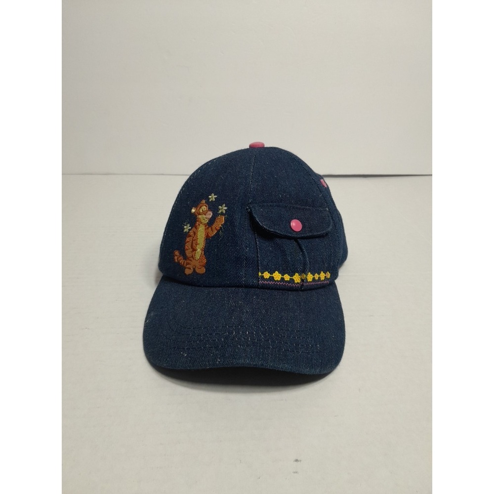 Vintage Disneyland Tigger Hat Denim Strapback Youth 4-12 Tiny Pocket Embroidery